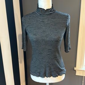 T.La Ruffle Trim Short sleeve Turtleneck Top by Antropologie size S